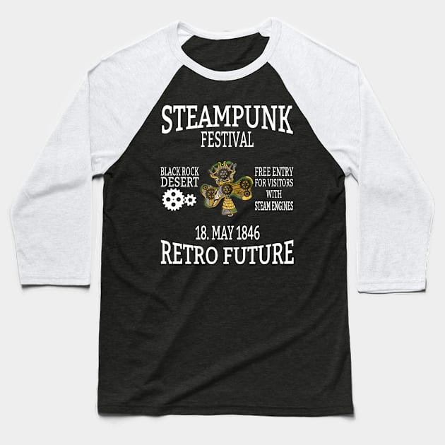 Retro Future Shamrock Steampunk Festival Baseball T-Shirt by TahudesignsAT